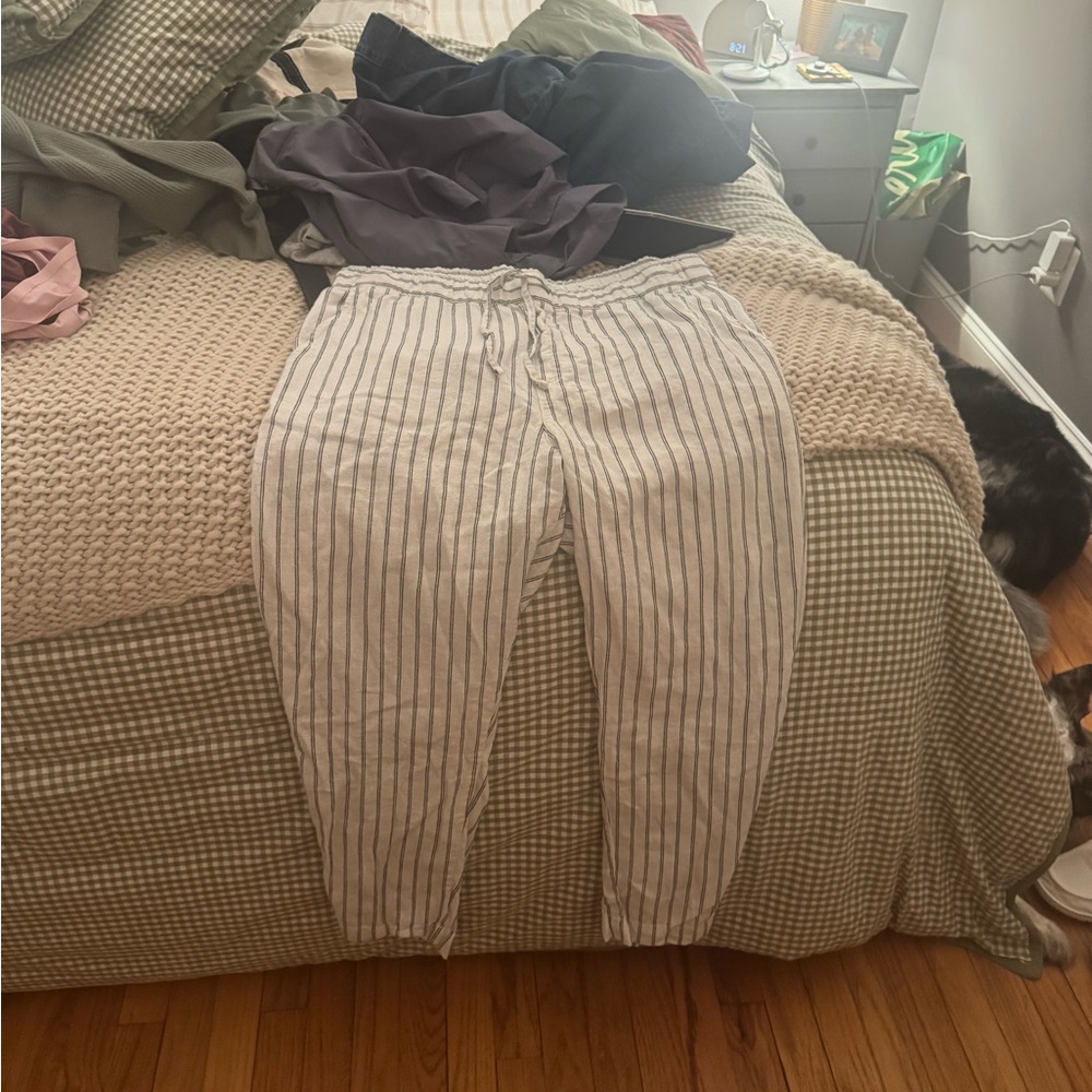 GAP Black and White Striped Easy Pants